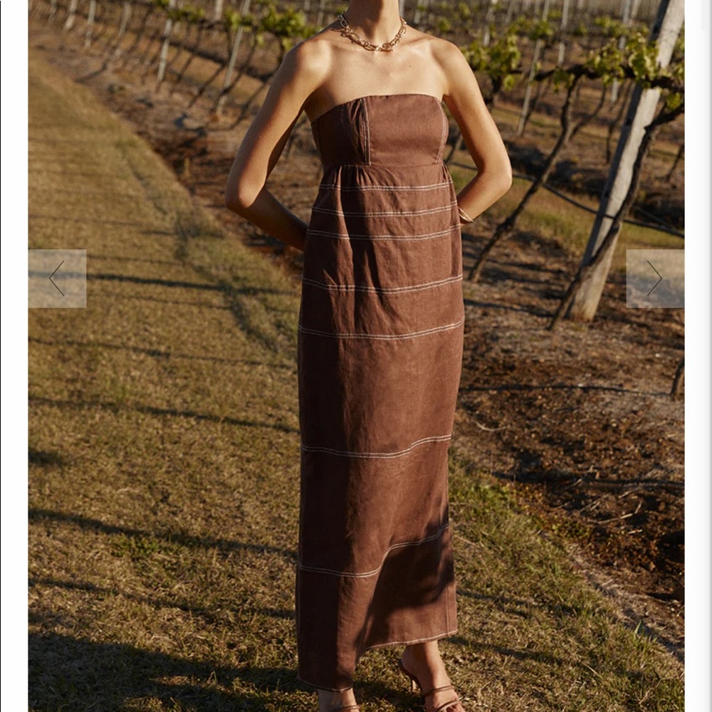 DISSH Chai Chocolate Paneled Strapless Dress